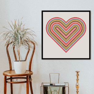 Rainbow Heart Valentine's Day Poster - Rose