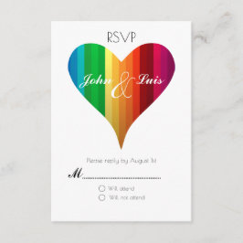 Rainbow Heart Wedding RSVP Karte