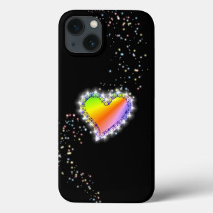 Rainbow Heart with Stars on black Case-Mate iPhone Hülle