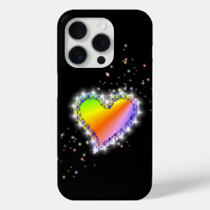 Rainbow Heart with Stars on black Case-Mate iPhone Hülle