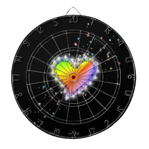 Rainbow Heart with Stars on black Dartscheibe