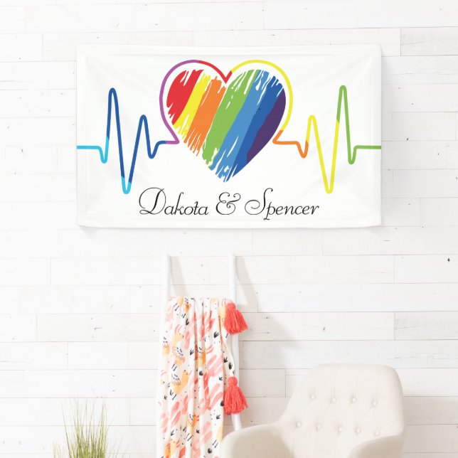 Rainbow Heartbeat | Abstraktes Schreibenherz Banner (Insitu)