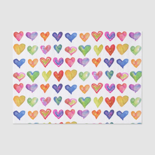 Rainbow Hearts 10lb Gewebepapier, weiß Seidenpapier (Vorderseite)