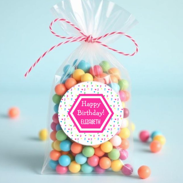Rainbow Hearts 2. Geburtstag Runder Aufkleber (Von Creator hochgeladen)