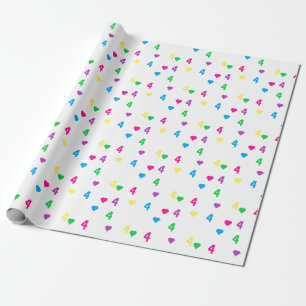 Rainbow Hearts 4. Geburtstag Geschenkpapier