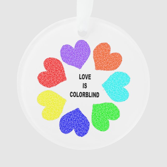 Rainbow Hearts Akrylus Ornament Interraziale Liebe (Vorderseite)