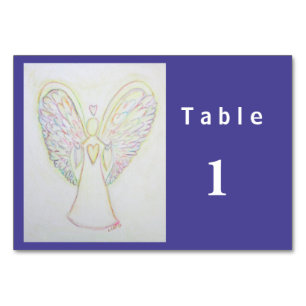 Rainbow Hearts Angel Custom Table Cards Tischnummer
