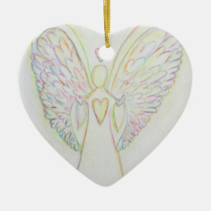 Rainbow Hearts Angel Keramik Ornament