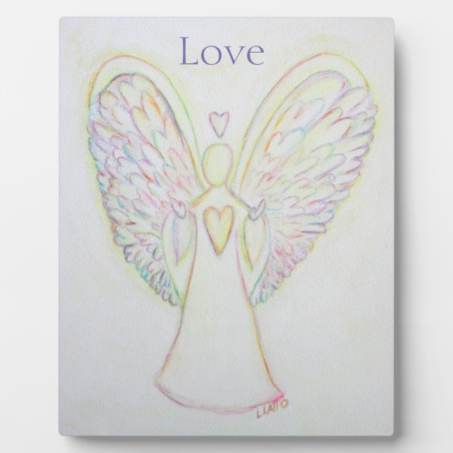 Rainbow Hearts Angel Liebe Kunst, Dichtung und Mus Fotoplatte (Vorderseite)