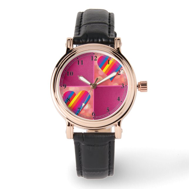 Rainbow Hearts Armbanduhr (Vorderseite)