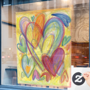 Rainbow Hearts Art Decoration Window Clubs Fensteraufkleber