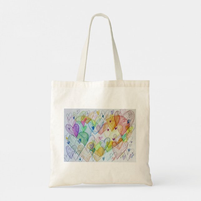 Rainbow Hearts Art Inspirational Tote Bag Tragetasche (Rückseite)