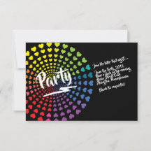 RAINBOW HEARTS Bat Mitzvah Party Card