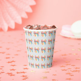 Rainbow Hearts Bow Baby Shower Pappbecher