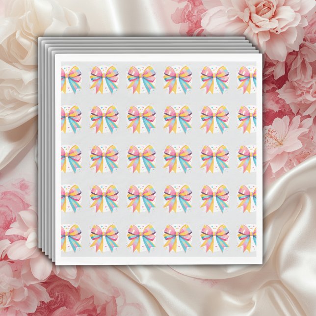 Rainbow Hearts Bow Baby Shower Serviette (Von Creator hochgeladen)