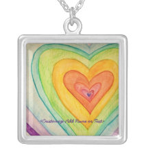 Rainbow Hearts Collier Argent Pendentif