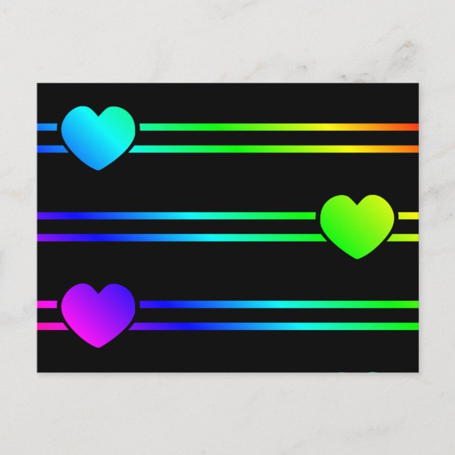 Rainbow Hearts Colorful Multicolor Liebe Hearts Postkarte (Vorderseite)