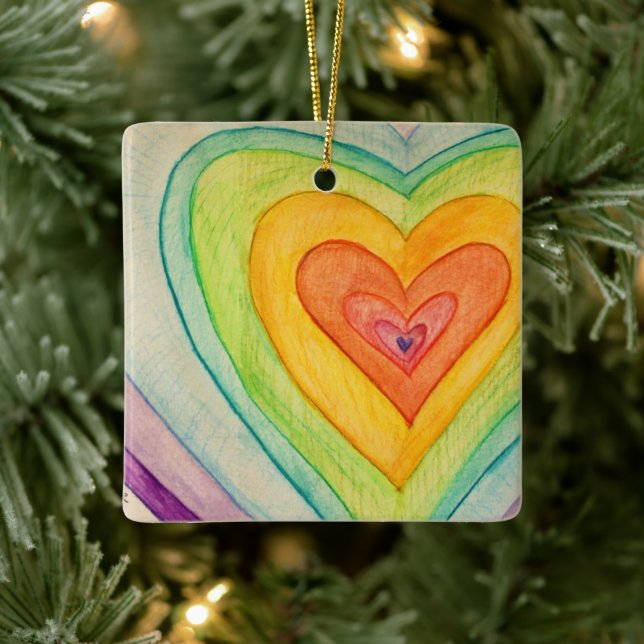 Rainbow Hearts Custom Holiday Gift Ornamente (Baum)