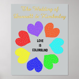 Rainbow Hearts Custom Wedding der interrassischen  Foliendrucke