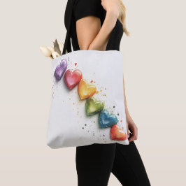Rainbow Hearts Digitale Kunst Tasche