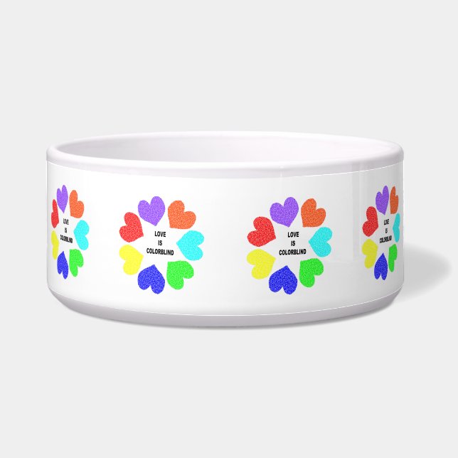 Rainbow Hearts Dog Bowl, Liebe Napf (Vorderseite)