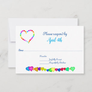 Rainbow Hearts Faire-part de mariage RSVP