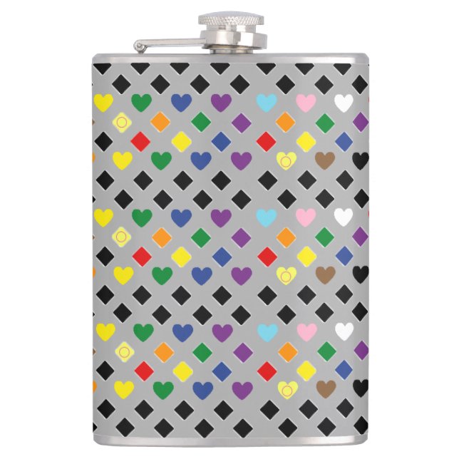 Rainbow Hearts Flachmann (Vorderseite)