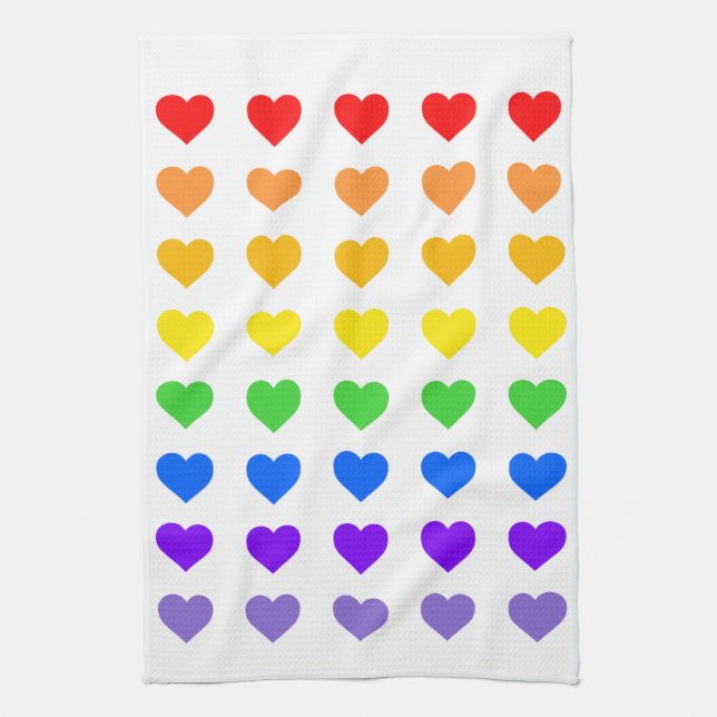 Rainbow Hearts Gay Pride Geschirrtuch (Vertikal)