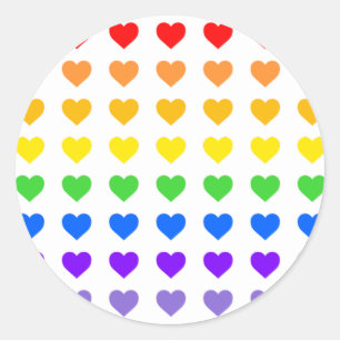 Rainbow Hearts Gay Pride Runder Aufkleber