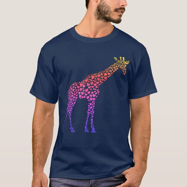 Rainbow Hearts Giraffe T-Shirt (Vorderseite)