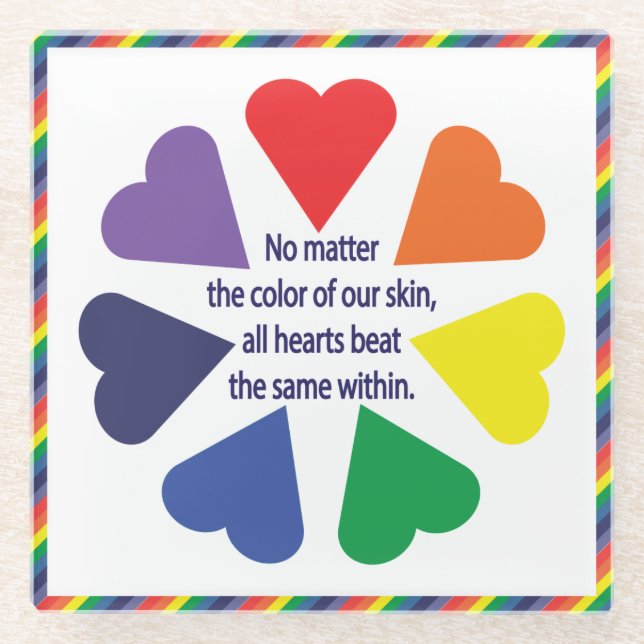 Rainbow Hearts Glasuntersetzer (Vorderseite)