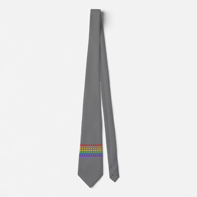 Rainbow Hearts Gray Krawatte (Vorderseite)