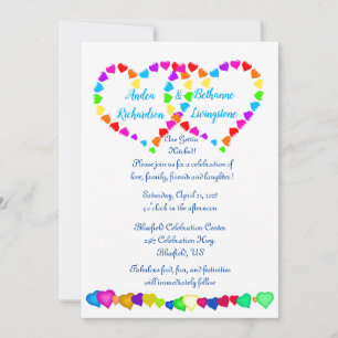 Rainbow Hearts Hochzeit Einladung 