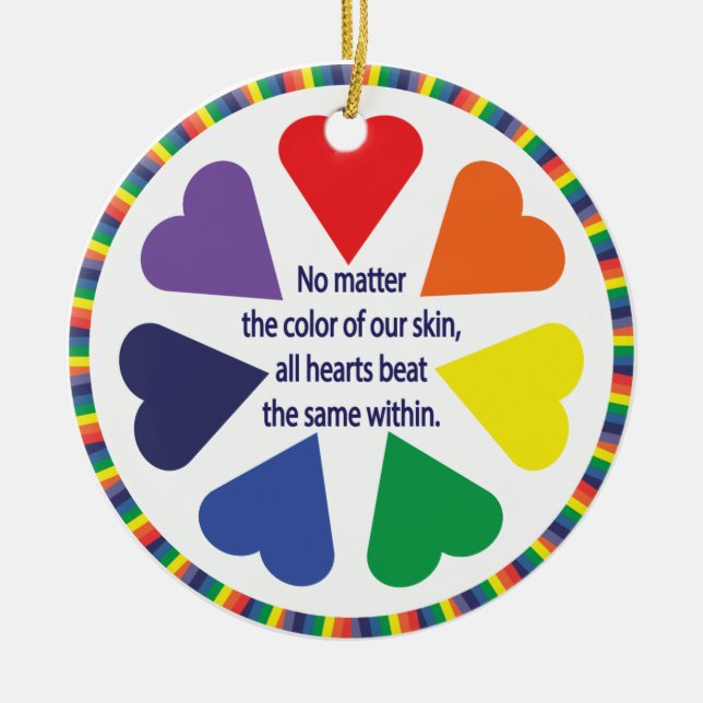 Rainbow Hearts Keramik Ornament (Vorne)