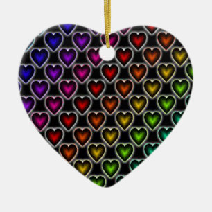 Rainbow Hearts Keramikornament