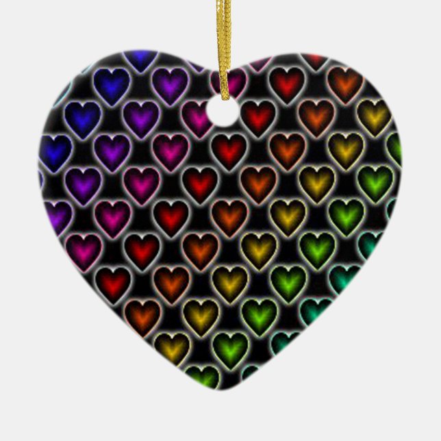 Rainbow Hearts Keramikornament (Vorne)
