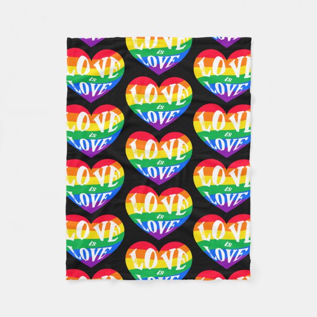 Rainbow-Hearts-Liebe ist Liebe Fleecedecke (Vorderseite)