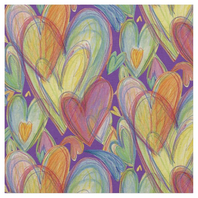 Rainbow Hearts Liebe Kunststoffe Stoff (Nahaufnahme)