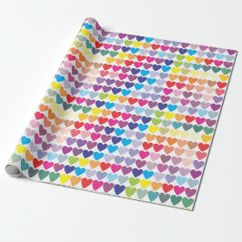Rainbow Hearts Matte Wrapping Paper, 30" x 6' Geschenkpapier