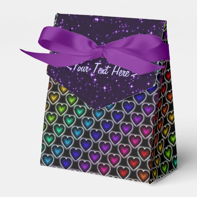 Rainbow Hearts Muster Gefälligkeitsbox Geschenkschachtel (Vorderseite)