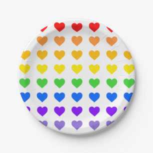 Rainbow Hearts Pappteller