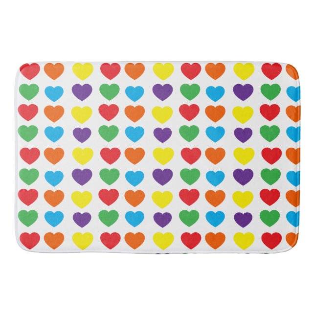 Rainbow Hearts Pattern Badematte (Vorderseite)
