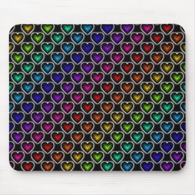 Rainbow Hearts Pattern Mouse Pad Mousepad (Vorne)