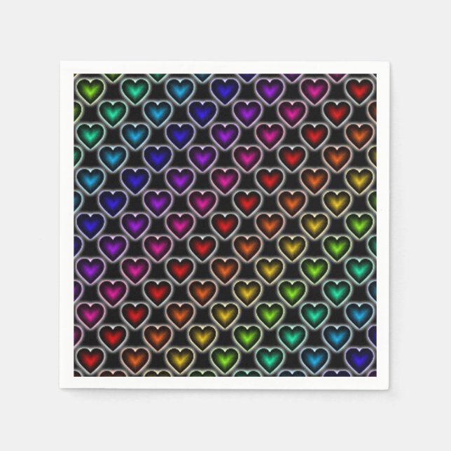 Rainbow Hearts Pattern Napkins Serviette (Vorderseite)