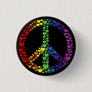 Rainbow Hearts Peace Sign Button
