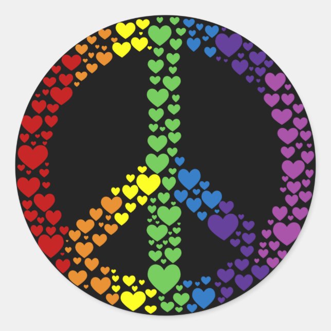 Rainbow Hearts Peace Sign Stickers (Vorderseite)