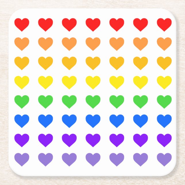 Rainbow Hearts Rechteckiger Pappuntersetzer (Vorderseite)