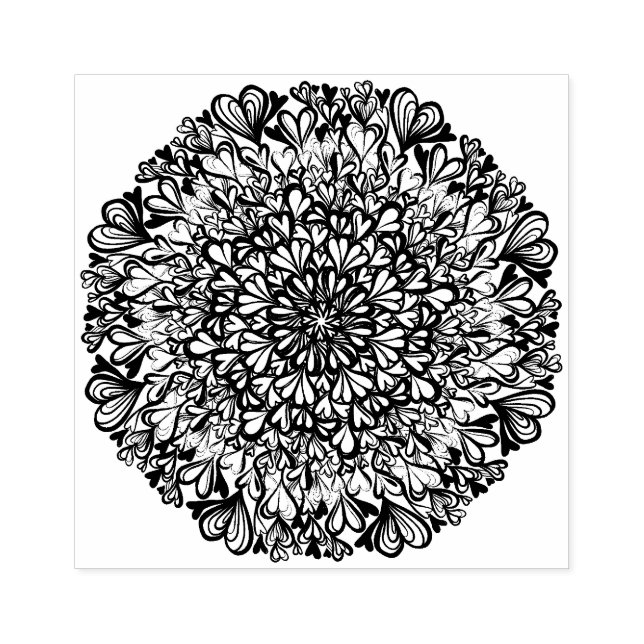 Rainbow Hearts Retro Mandala Gummistempel (Prägung)