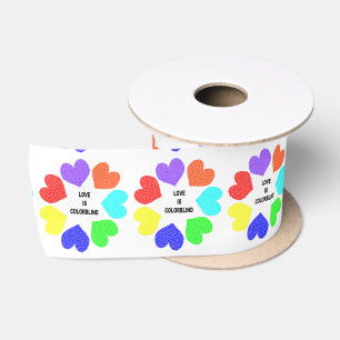 Rainbow Hearts Ribbon, Liebe Satinband