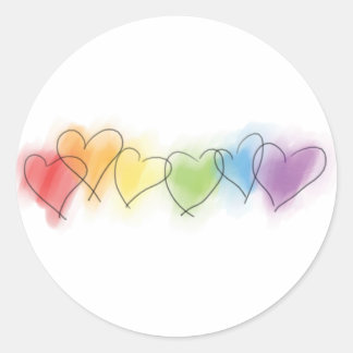Rainbow-Hearts Runder Aufkleber